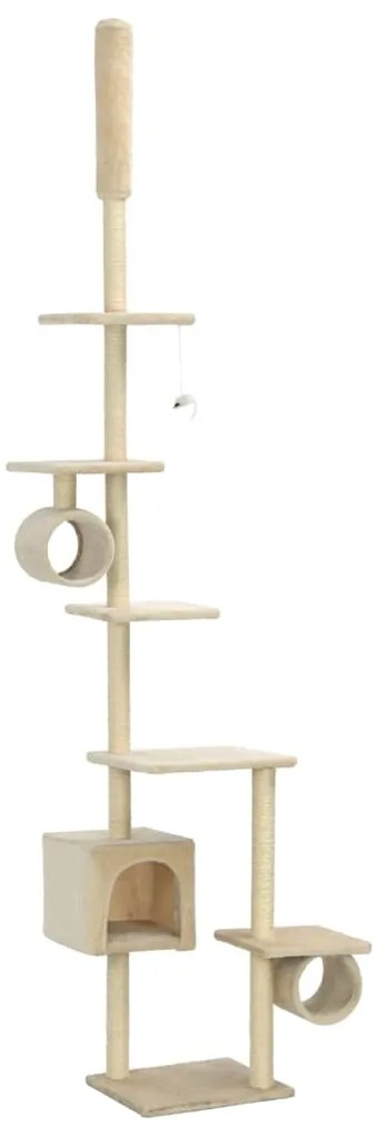 Albero per Gatti con Pali Tiragraffi in Sisal 260 cm Beige