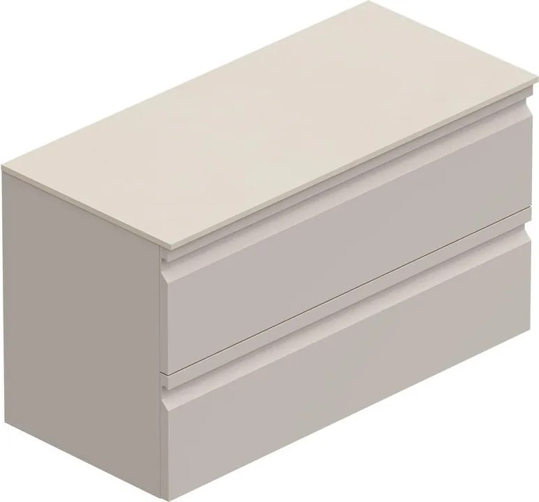Mobile da bagno sospeso Pull con top gres bianco Creta L100 H56 P46,5 cm taupe
