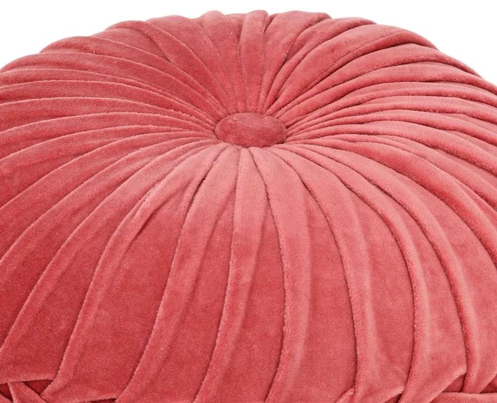 Pouf in Velluto di Cotone Design Fumé 40x30 cm Rosa