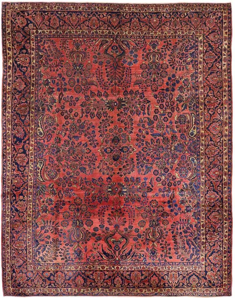 Sarouk Tappeto 350x270 Rosso (Iran) Annodato A Mano