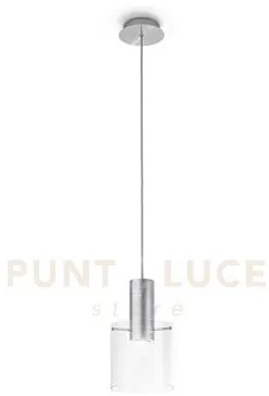 Sospensione trasparente + alluminio spazzolato trasparente hugo 1 l...