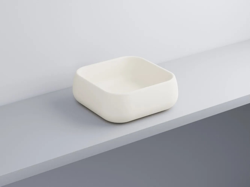 Cielo Shui Lavabo 40x40 da appoggio quadrato senza troppo pieno in ceramica talco