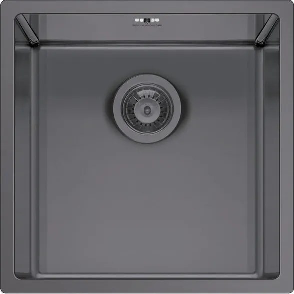 Lavello sottotop 1 vasca in inox grigio PYRAMIS Astris L 40 x L 40 cm