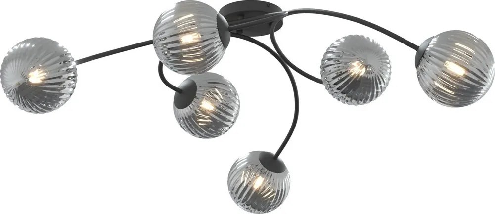 Lampada da soffitto in acciaio e vetro VIBRA 6 da interno 6xE14