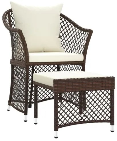 Set Divani da Giardino 2 pz con Cuscini in Polyrattan Marrone