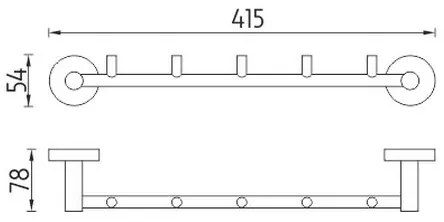 NIMCO UN 13054-5-26 - Appendiabiti da parete UNIX 41,5 cm cromo lucido
