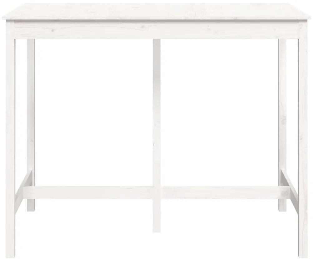 Tavolo da bar bianco 140x80x110 cm in legno massello di pino