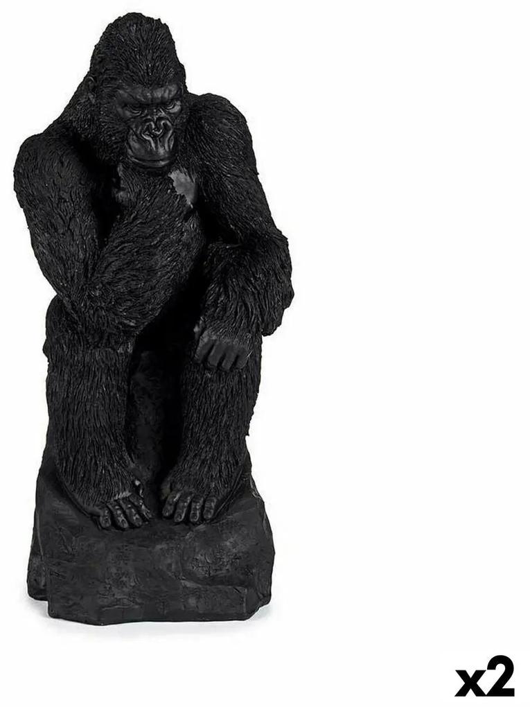 Statua Decorativa Gorilla Nero 20 x 45 x 20 cm (2 Unità)
