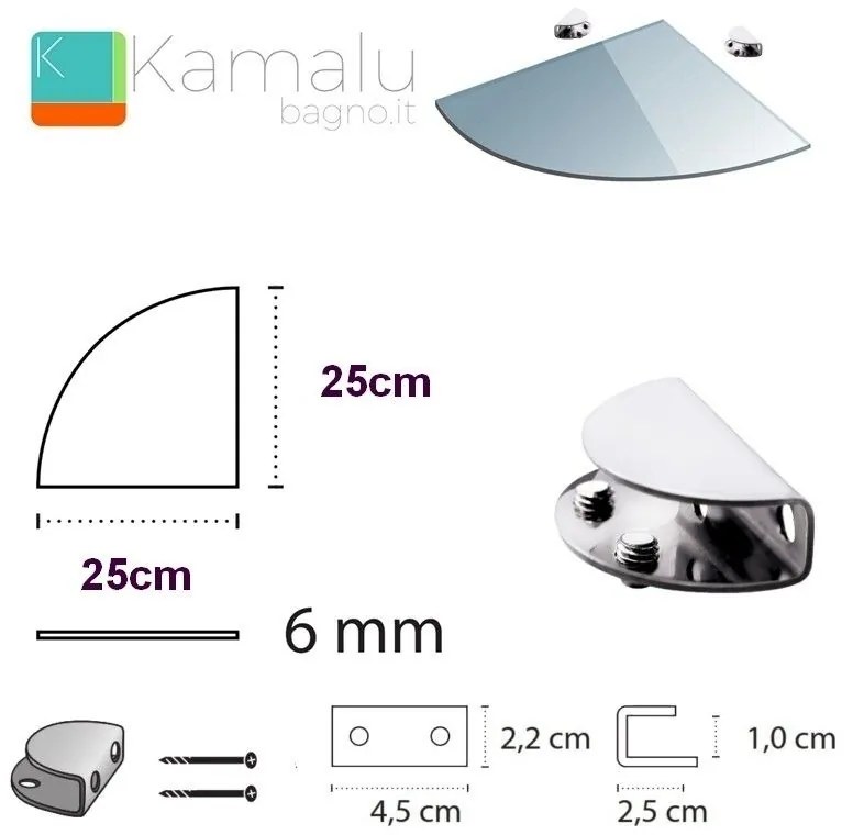 Kamalu - pensile in vetro ad angolo 25cm vitro-400