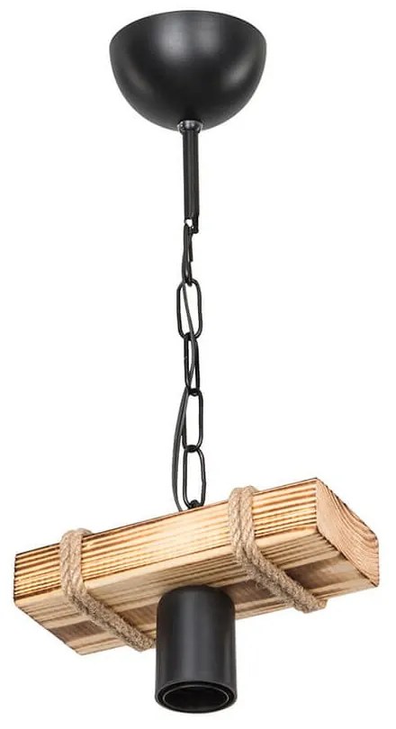 Lampada da soffitto in nero-naturale 10x20 cm - Squid Lighting