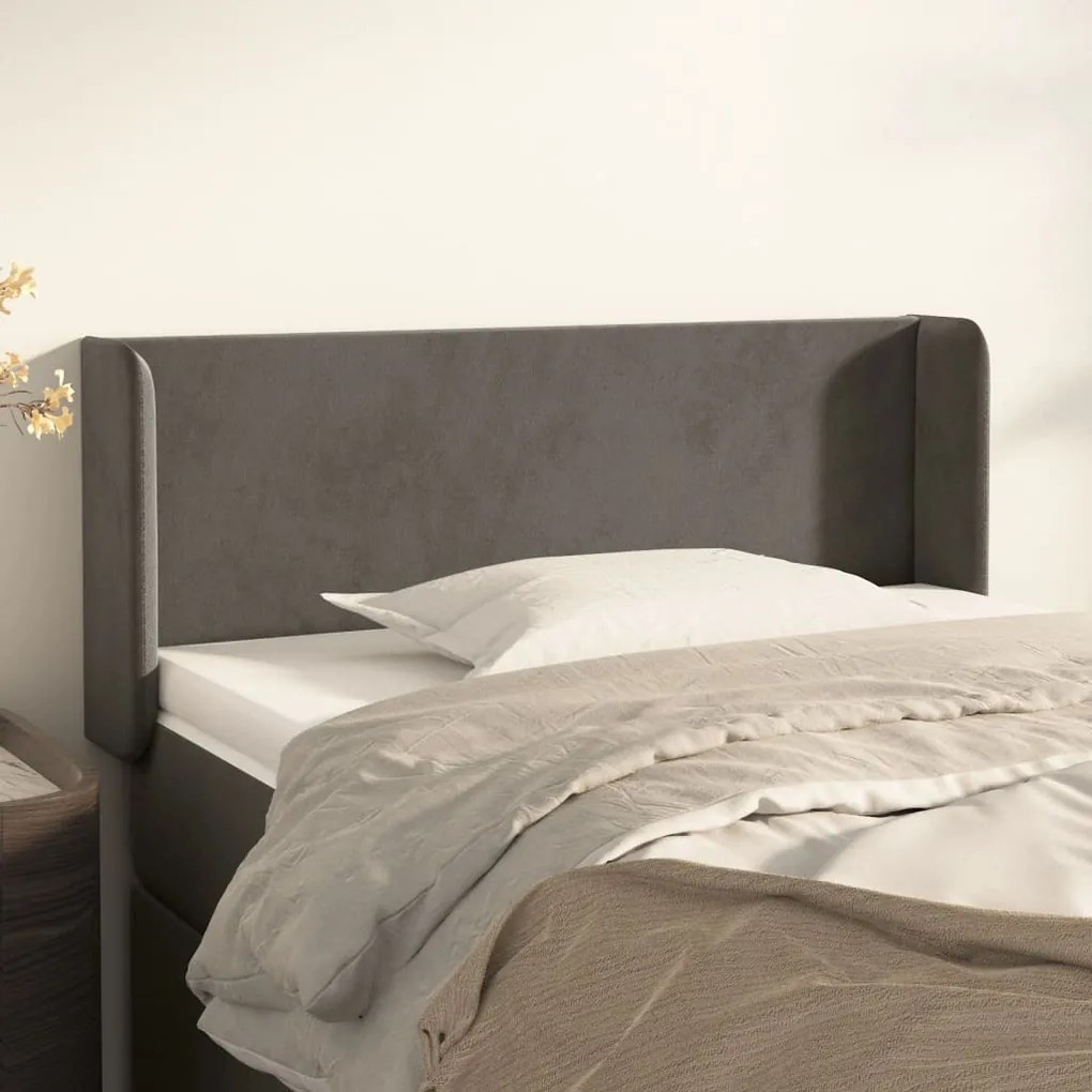 Testiera Ad Orecchio Grigio Scuro 83x16x78/88 Cm İn Velluto /