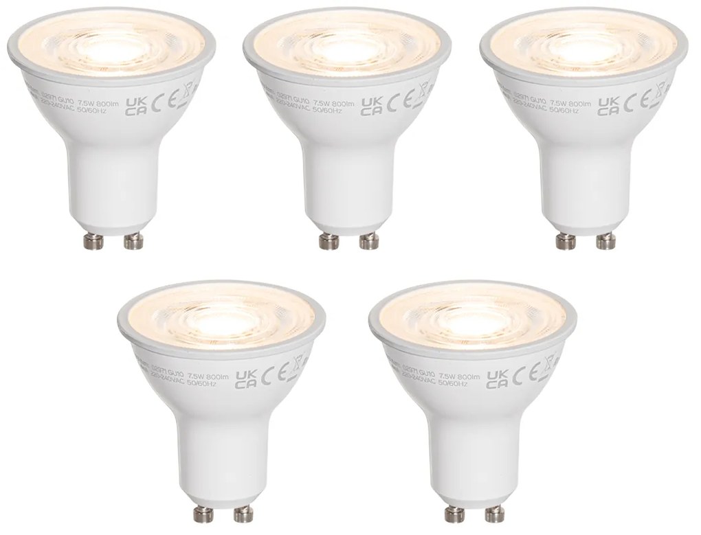 Set van 5 GU10 50mm LED lampen helder 7.5W 800 lm 3000K