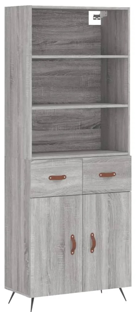 Credenza grigio sonoma 69,5x34x180 cm in legno multistrato