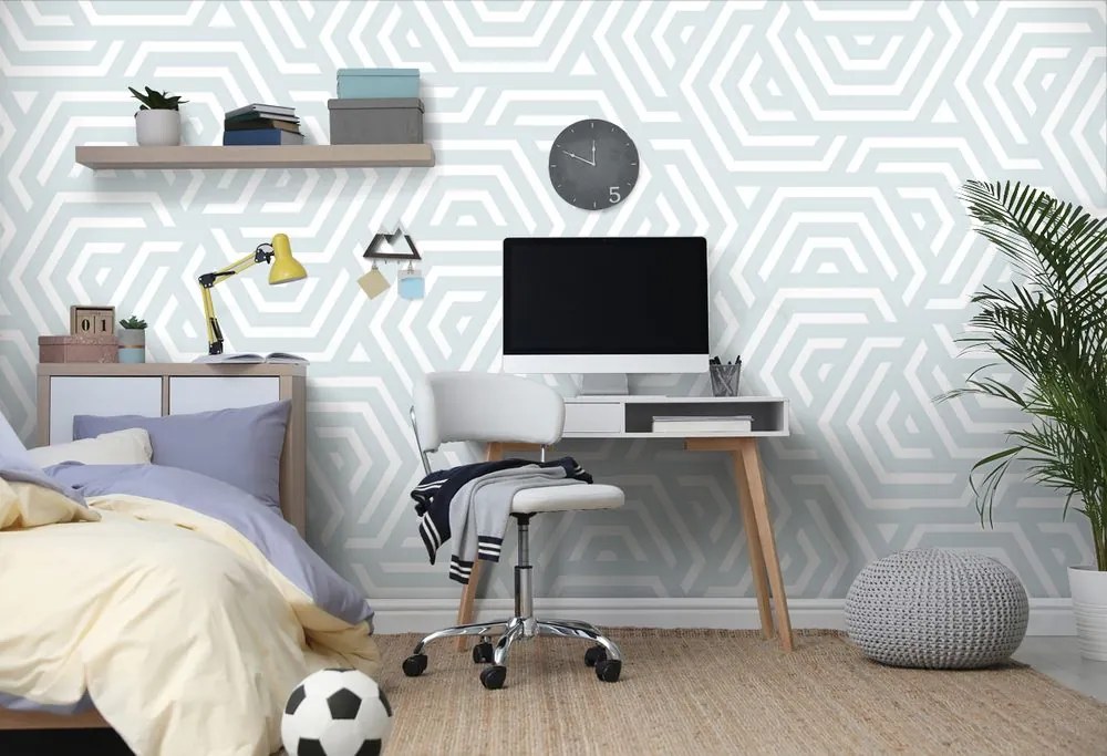 Carta da parati – Motivo trendy grigio-blu
