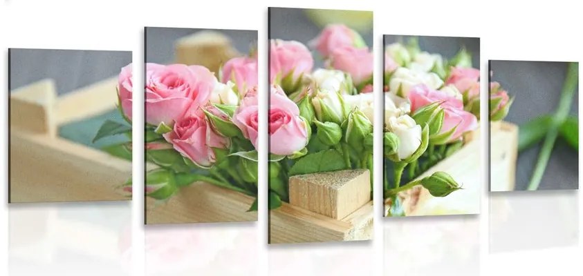 Quadri 5 pezzi – Delicata composizione floreale