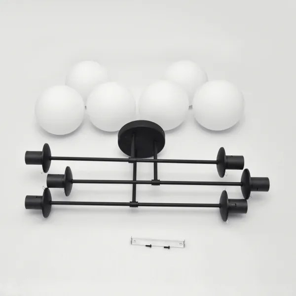 Lampadario a plafone MOON 6xE27/15W/230V nero