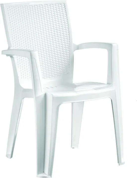 Sedia da giardino con braccioli Giava NEW GARDEN, 4 pezzi, struttura e seduta in polipropilene bianco