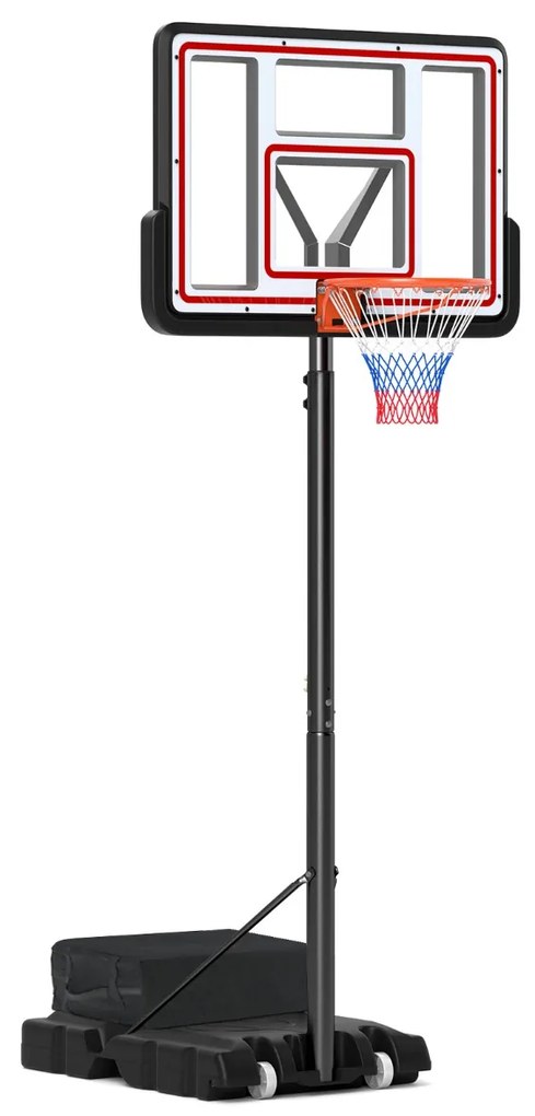 Costway Canestro da basket portatile con tabellone infrangibile, Sistema di canestro regolabile 225-305 CM