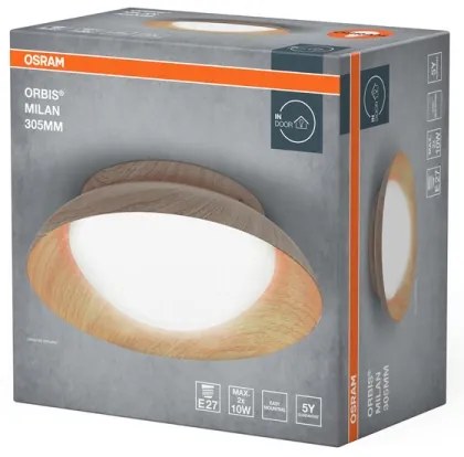 Osram - Plafoniera ORBIS MILAN 2xE27/10W/230V diam. 30,5 cm finitura effetto legno