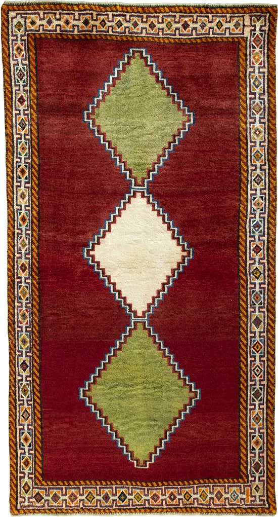 Gabbeh Tappeto 120x230 Rosso (Iran) Annodato A Mano