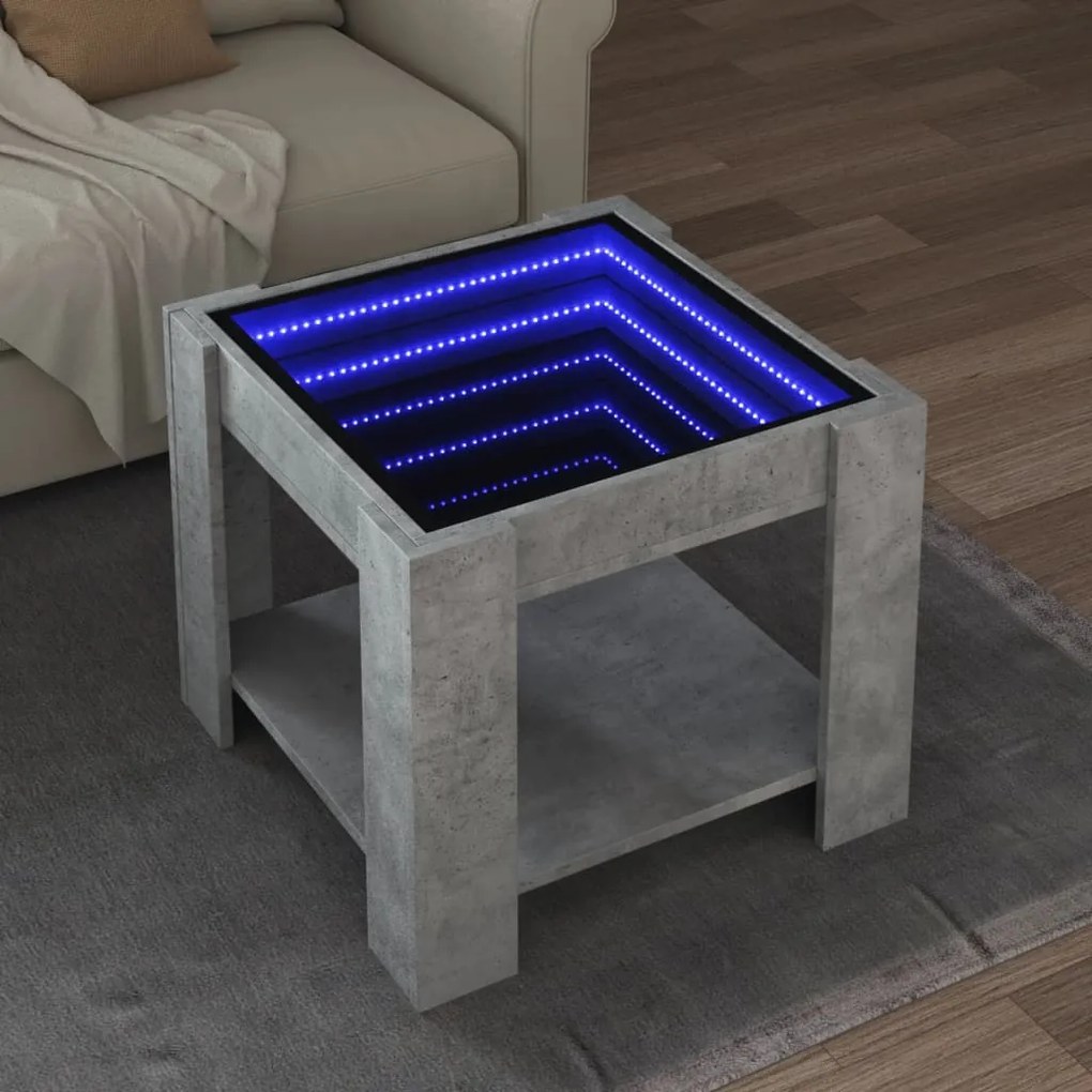 Tavolino Salotto Con Led Grigio Cemento 53x53x45 Cm Multistrato /
