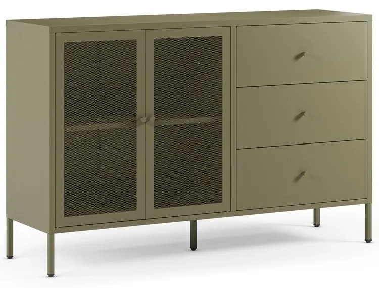 Cassettiera verde in metallo 140x90x40 cm Fayna – Marckeric