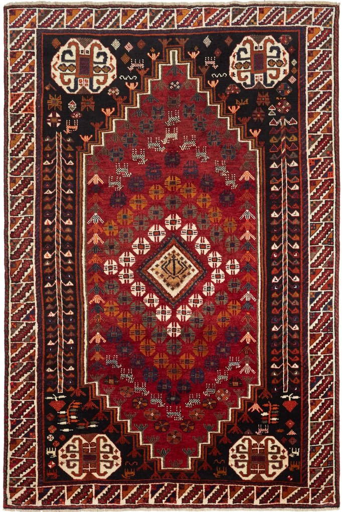 Shiraz Tappeto 250x170 Rosso (Iran) Annodato A Mano