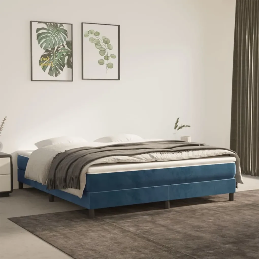 Giroletto a molle blu scuro 160x200 cm in velluto