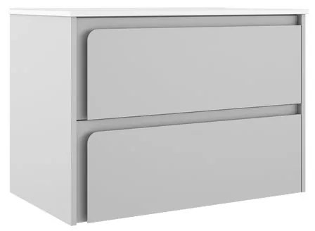 Mobile da bagno sotto lavabo VISOBATH Indico grigio laccato opaco L 80 x H 55 x P 45 cm 2 cassetti, lavabo non incluso