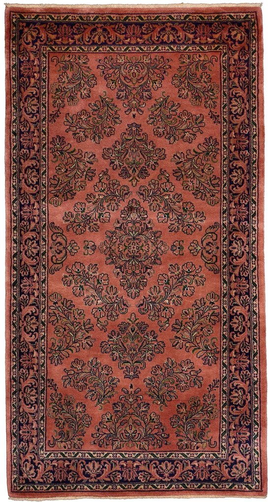 Sarouk Tappeto orientale 90x170 Rosa (Indian) Annodato A Mano