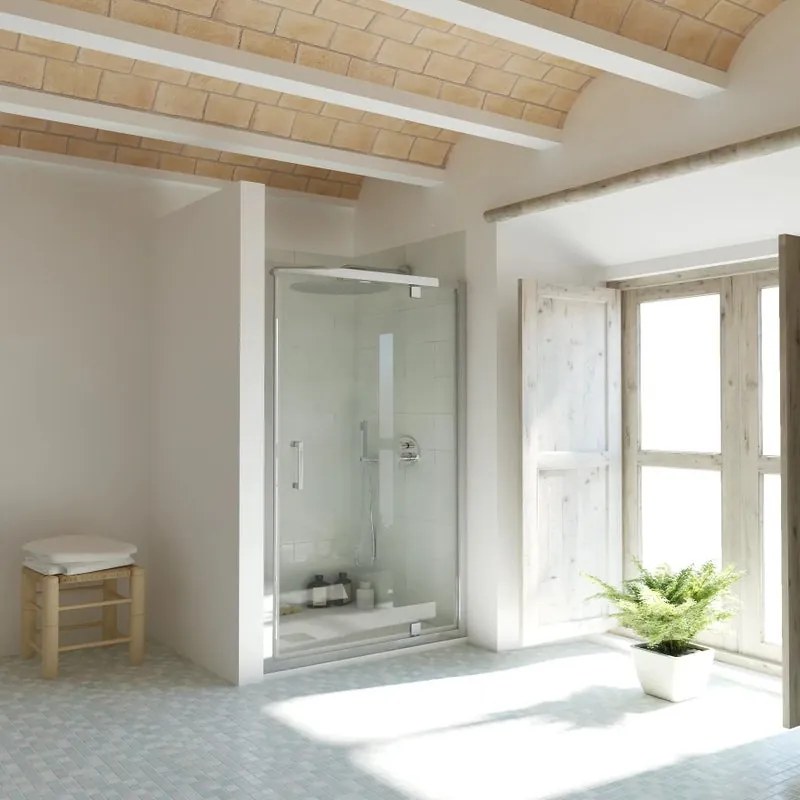 Porta doccia battente Bilbao L 76-80 cm x H 190 cm x SP 6 mm, profilo cromo