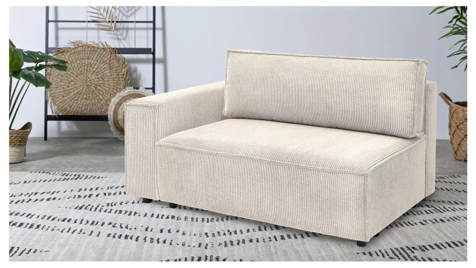 Modulo divano in velluto a coste color crema, angolo sinistro Nihad modular - Bobochic Paris