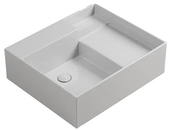 Lavabo da appoggio Nobu COLAVENE rettangolare piletta non inclusa in ceramica L 60 x H 35 x P 50 cm bianco piletta non inclusa