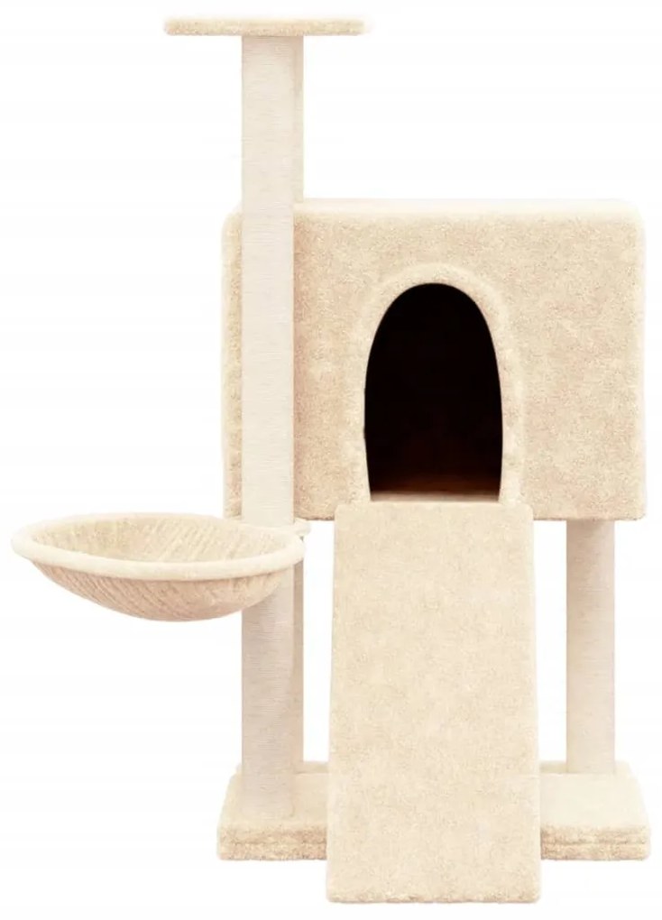 Albero per gatti con tiragraffi in sisal crema 96 cm
