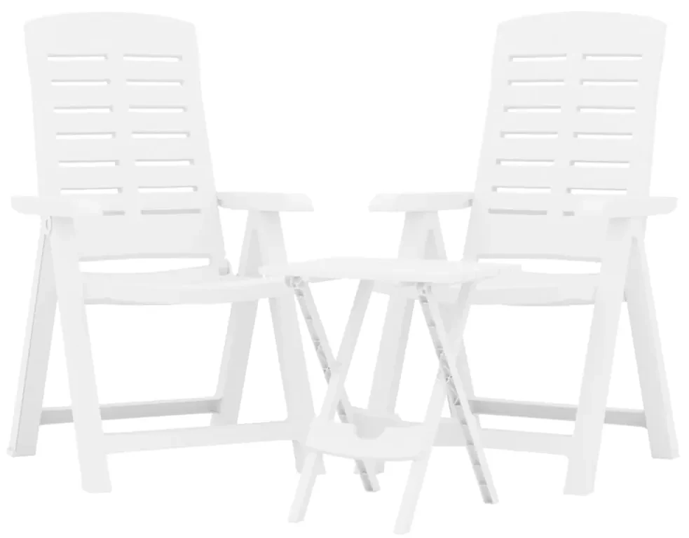 Set da pranzo da giardino 3 pz bianco in polipropilene