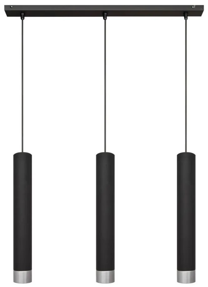 Lampadario LED a cavo TUBA 3xGU10/4,8W/230V nero/cromo lucido