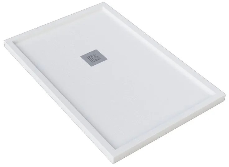 Piatto doccia SANYCCES in fibra di vetro Logic bordo bianco L 70 x L 120 x H 4.5 cm opaco effetto ardesia