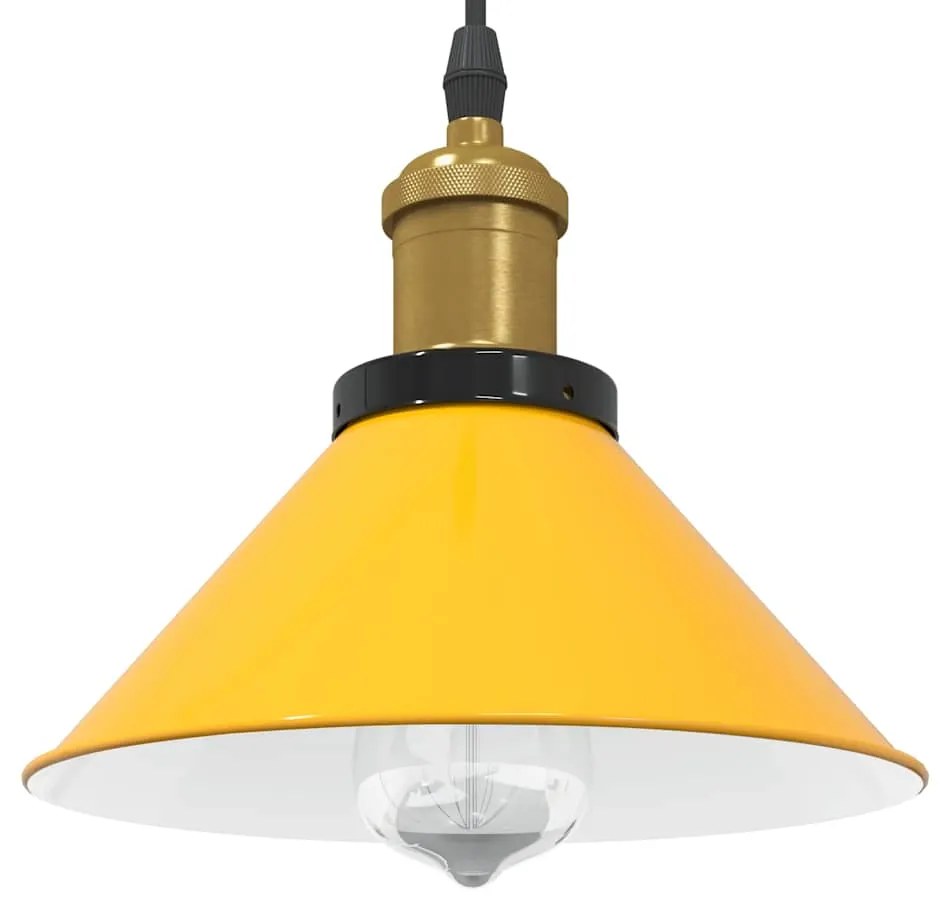 Lampada Sospensione Regolabile E27 Giallo Lucido Ø22 Cm Metallo /