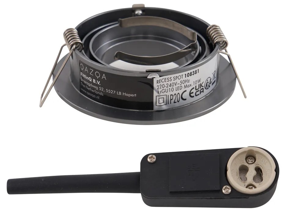 Set di 6 faretti da incasso moderni color canna di fucile GU10 50mm rotondi inclinabili - Rondoo