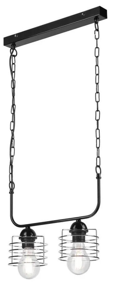 Lampadario a sospensione con catena MORGAN 2xE27/60W/230V nero/cromo