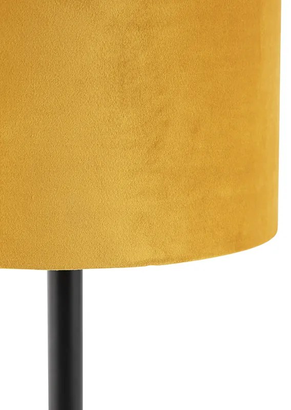 Lampada da tavolo Art Déco nera con paralume giallo 25 cm - Simplo
