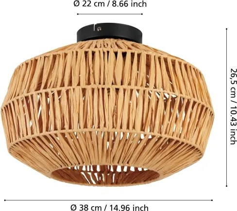 Eglo 44142 - Plafoniera SHELDON 1xE27/40W/230V marrone