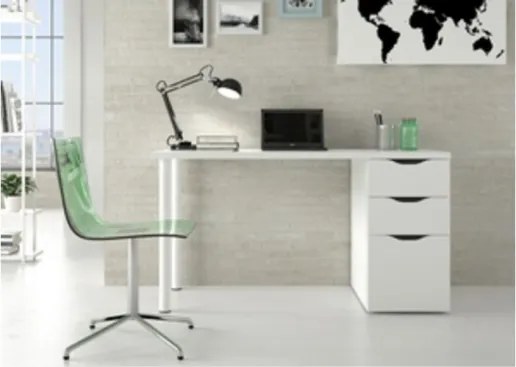 Scrivania Con Cassettiera 138x60x74h Cm Athena Bianco Artik