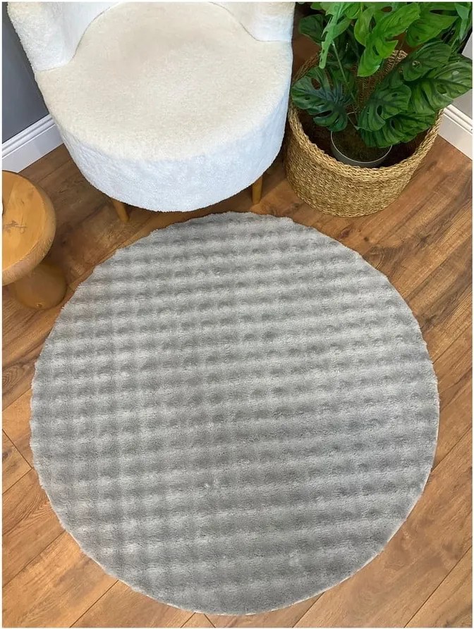 Tappeto grigio rotondo lavabile ø 120 cm Bubbly - Oyo Concept