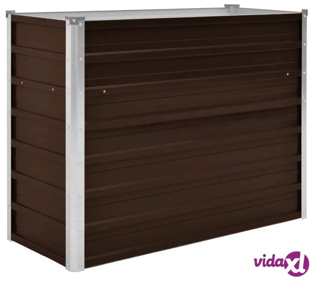 vidaXL Letto Rialzato Giardino Marrone 100x40x77 cm in Acciaio Zincato
