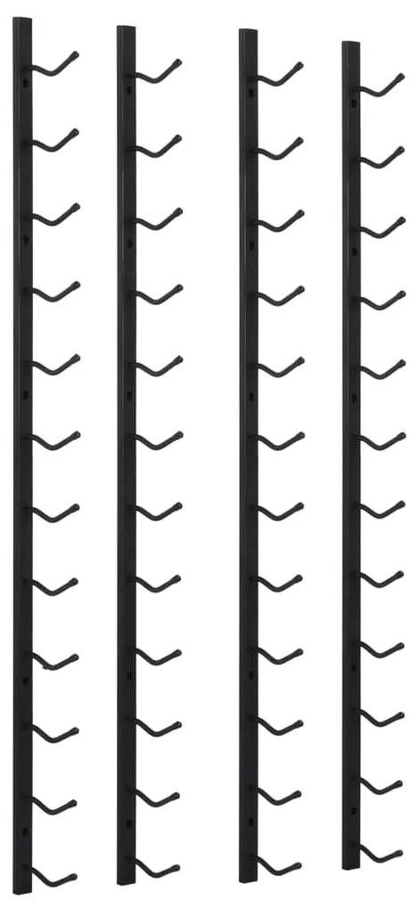 Portavini da parete per 12 bottiglie 2 pz nero in ferro