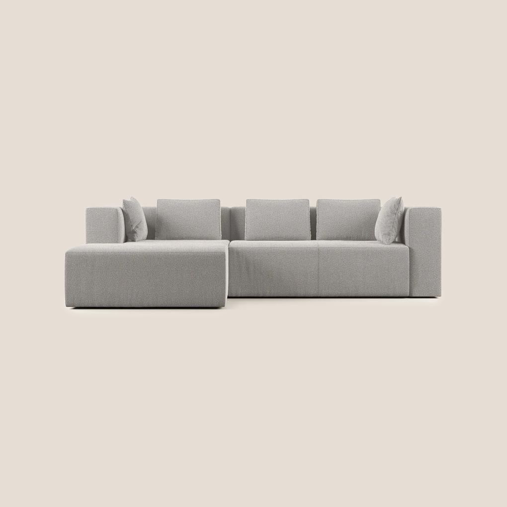 Nettuno divano angolare componibile in morbido tessuto bouclè T07 grigio sinistro