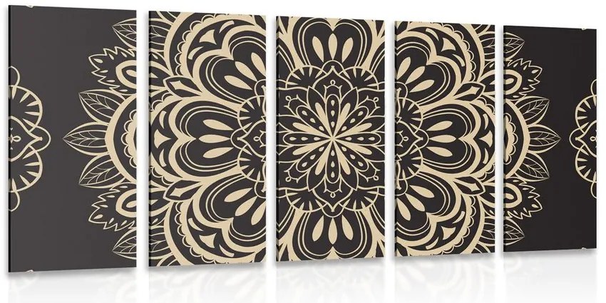 Quadri 5 pezzi – Mandala su sfondo nero