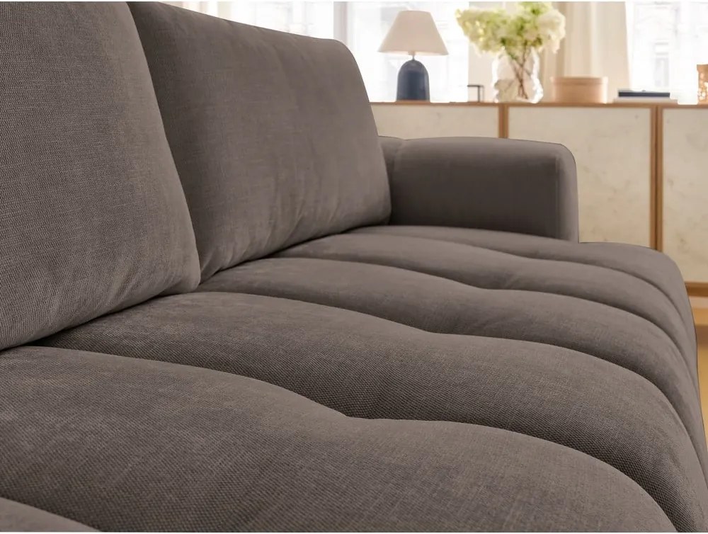 Divano grigio tortora allungabile e con contenitore rivestito in ciniglia 251 cm Fuji – Bobochic Paris