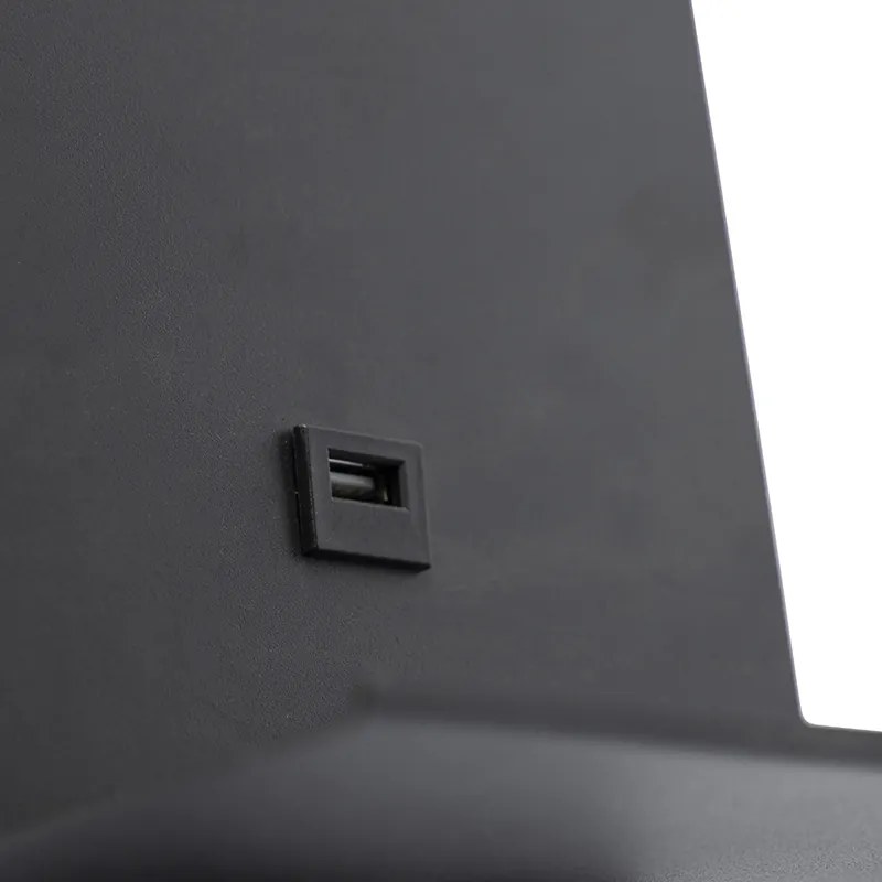 Applique moderna nera con USB e braccio flessibile - Flero